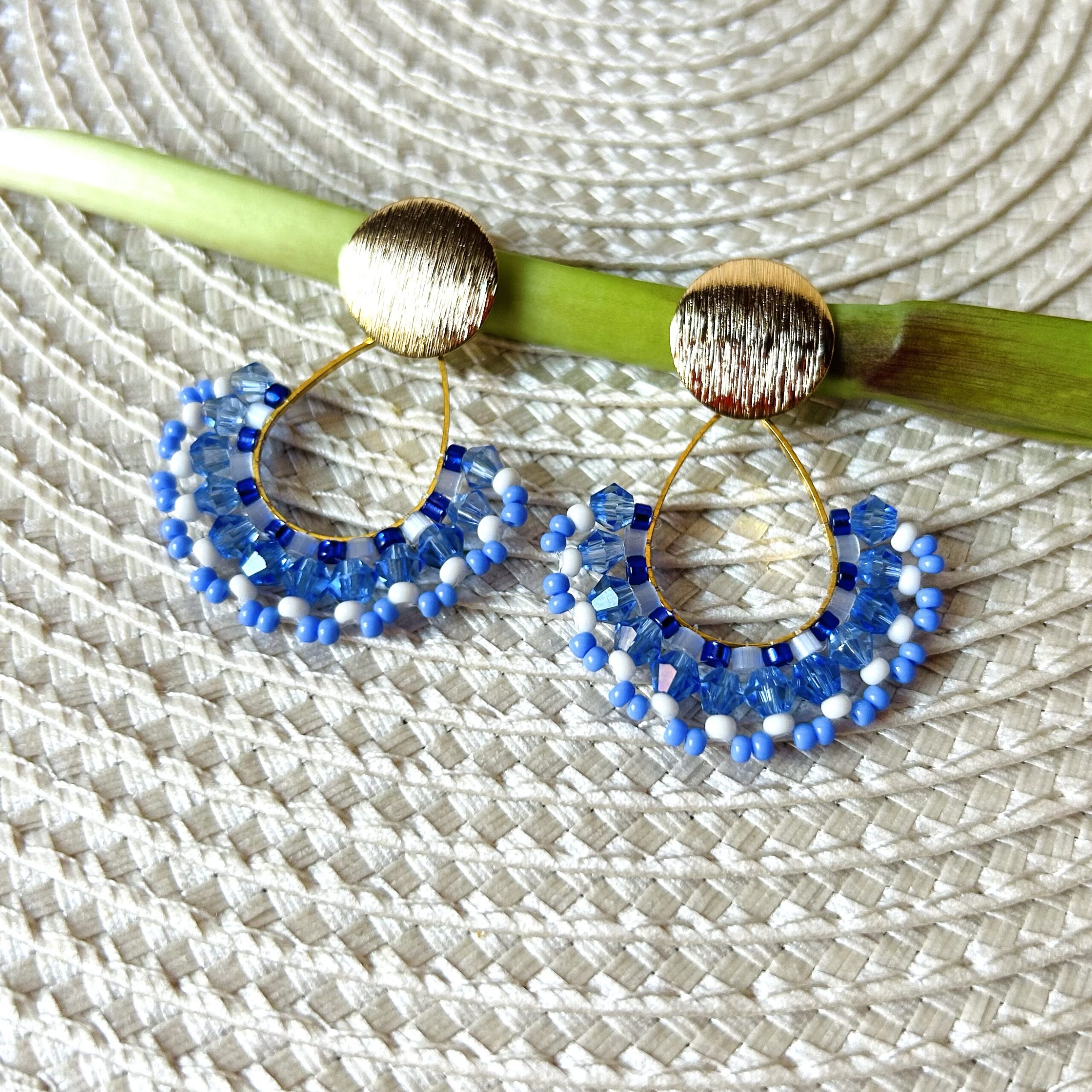 Statement Ohrringe blau/weiss – Bild 2